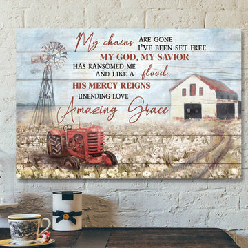 Jesus - Peaceful Farm - His Mercy Reigns Unending Love - Bible Verse Canvas - Scripture Canvas Wall Art