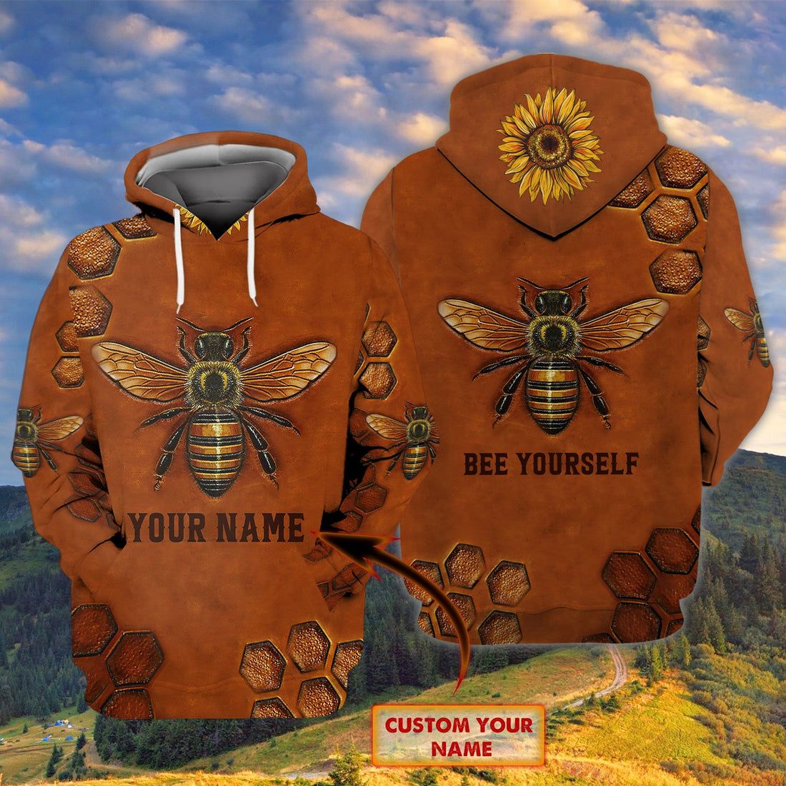 FUNSTUFFPRINT BEE YOURSELF - Personalized Name 3D Hoodie and Zip Hoodie