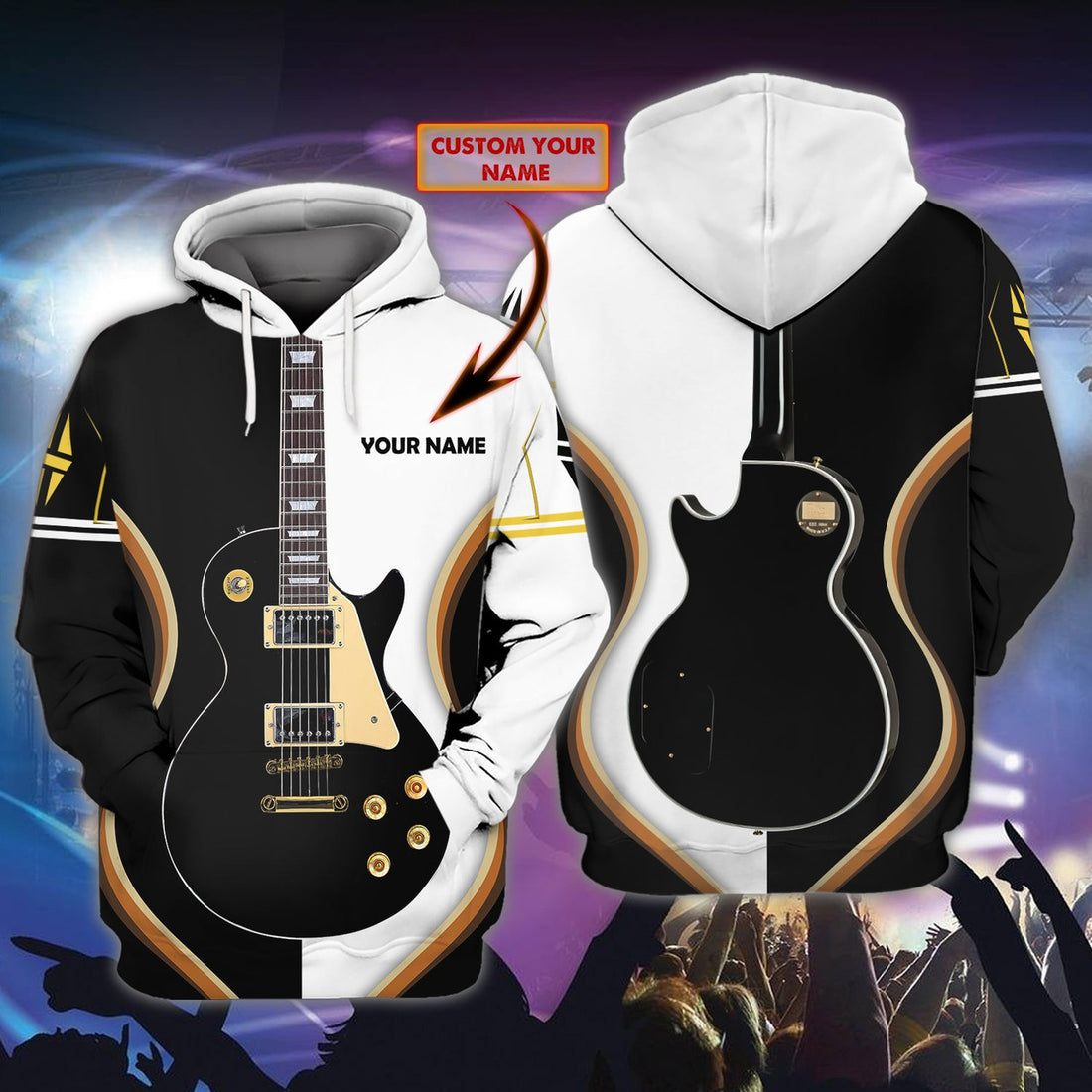FUNSTUFFPRINT Guitar - Personalized Name 3D Hoodie - Dah 72 3D Hoodie and Zip Hoodie