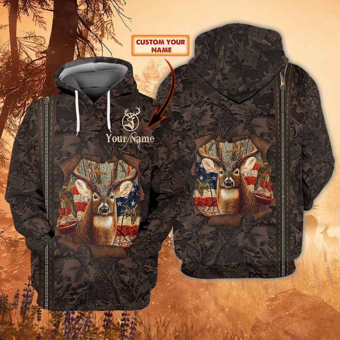 FUNSTUFFPRINT Hunting - Personalized Name - dat93 3D Hoodie and Zip Hoodie
