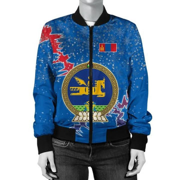 FUNSTUFFPRINTI Mongolia Christmas Coat Of Arms Women 3D Bomber Jacket