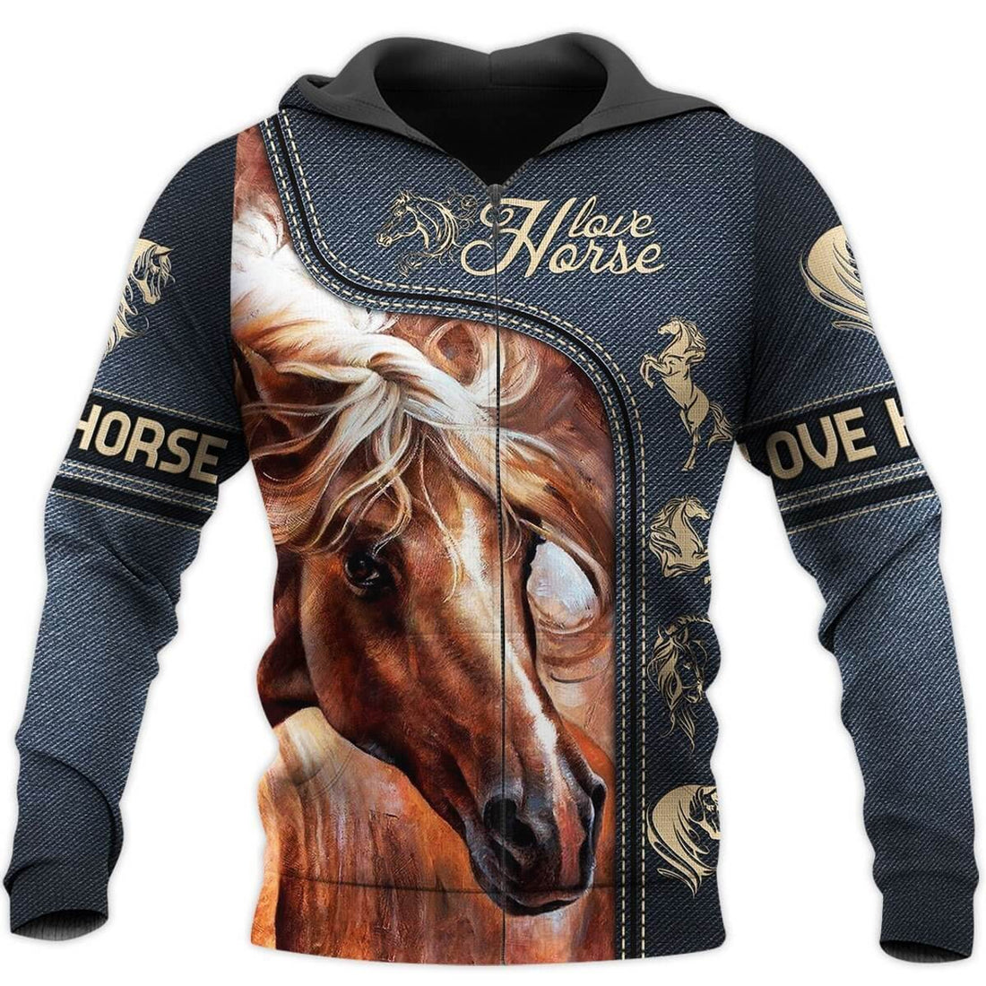 FUNSTUFFPRINT All Over Printed Horse Hoodie Love Horse 3D Hoodie and Zip Hoodie