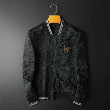 FUNSTUFFPRINTI Mono Abstract Stripe Style Bomber Jacket