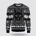 FUNSTUFFPRINT Moon Phase Cute Cat Christmas Wicca Ugly Christmas Sweater For Men And Women, Best Gift For Christmas, Christmas Fashion Winter  Ugly  Sweater