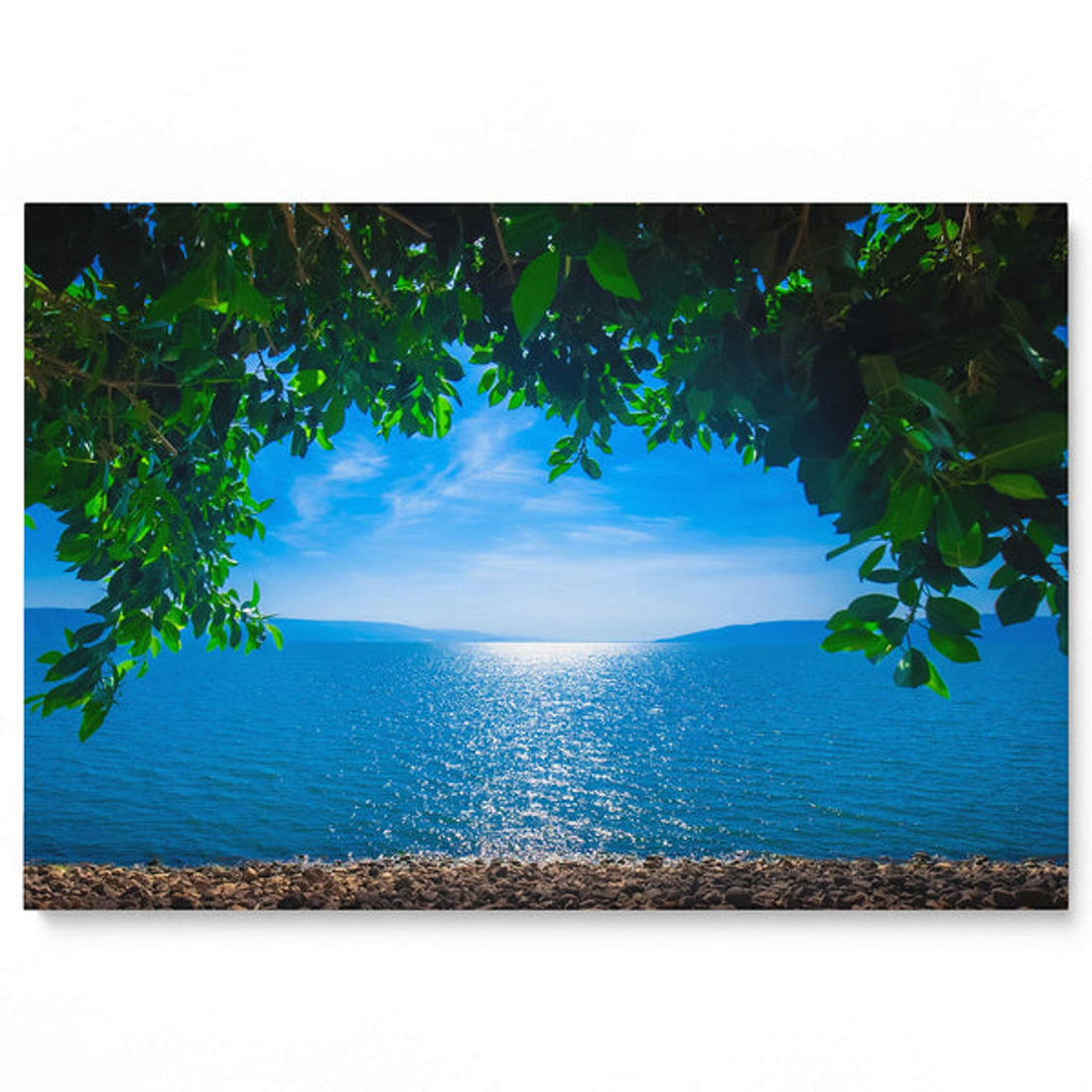Morning By The Galilee Shore View Of The Sea Of Galilee From Jesus' Village Of Capernaum Canvas Wall Art - Large Wrapped Canvas Art