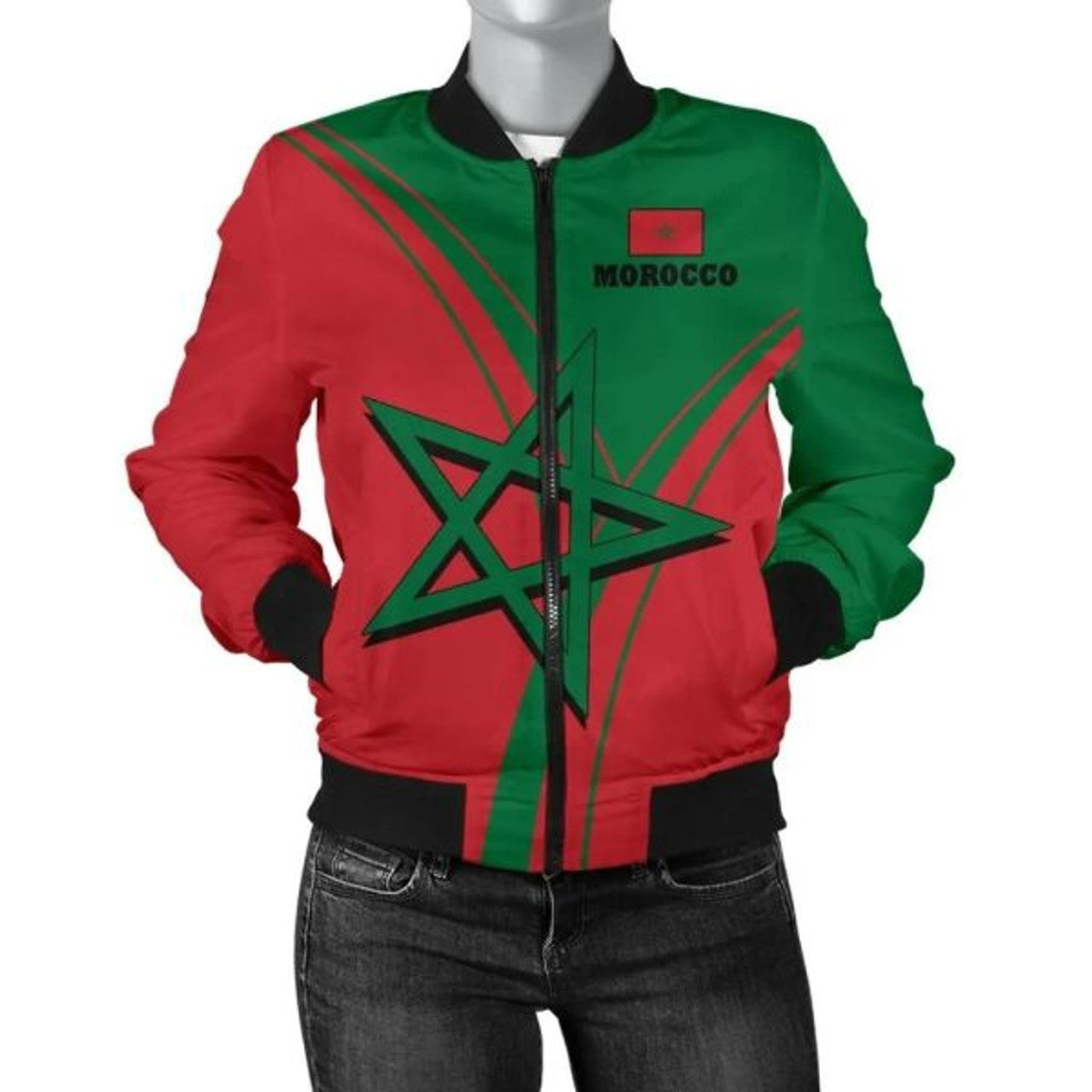 FUNSTUFFPRINTI Morocco Women's Bomber Jacket - Moroccan Pride - Bomber Jacket