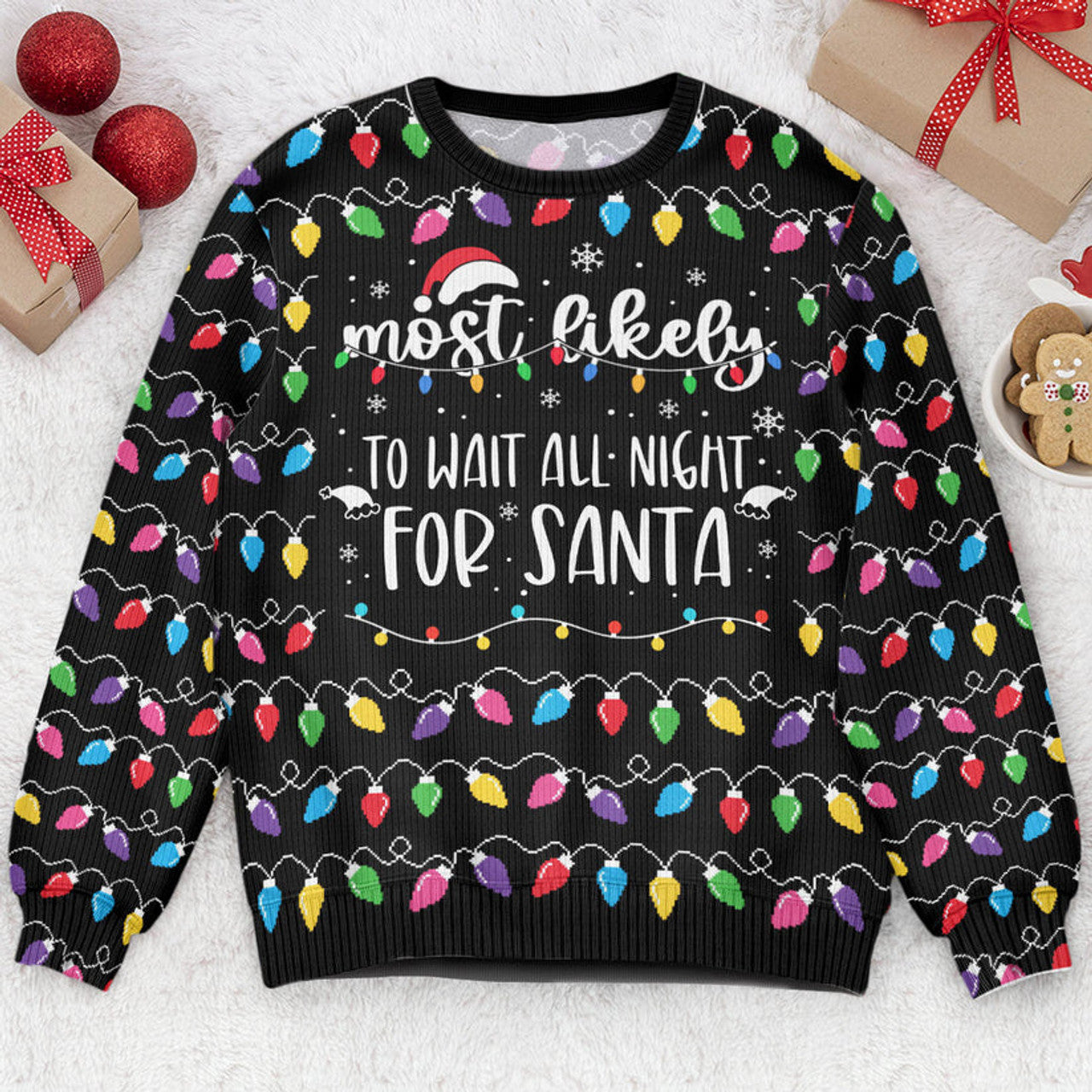 FUNSTUFFPRINT Custom Most Likely And Custom Christmas Family Ugly Sweater