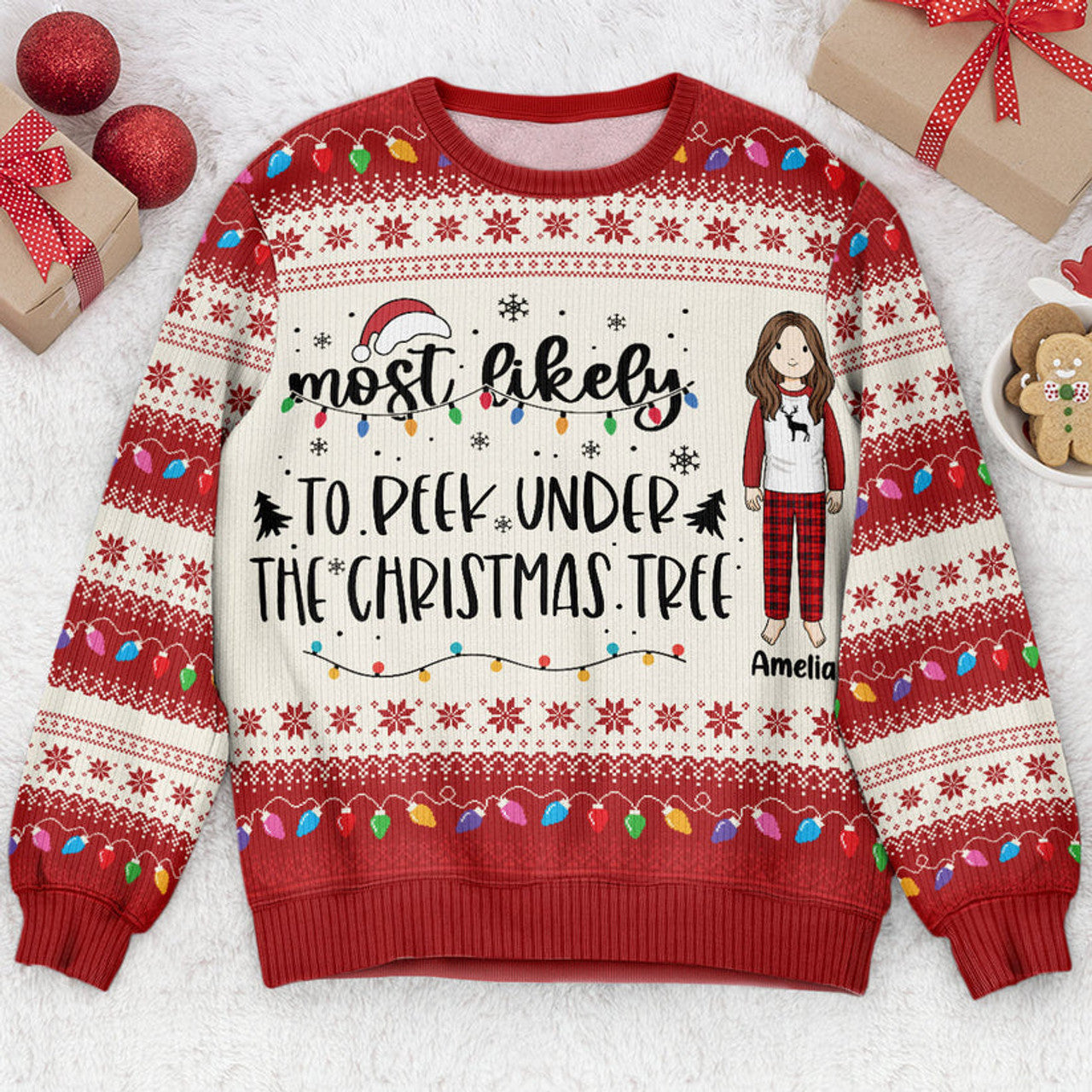 FUNSTUFFPRINT Custom Most Likely To Christmas Ugly Sweater