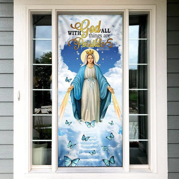 Mother Maria Door Cover With God All Things Are Possible, Christian Door Decor, Door Christian Church, Christian Door Plaques