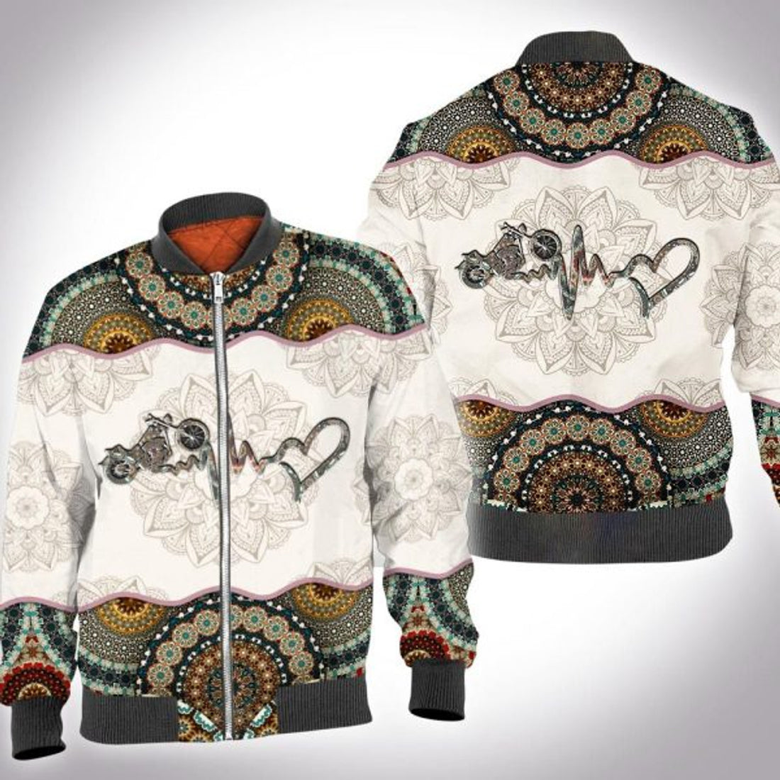 FUNSTUFFPRINTI Motorcycle Mandala 3D All Over Printed Shirt Bomber S - 5XL Bomber Jacket
