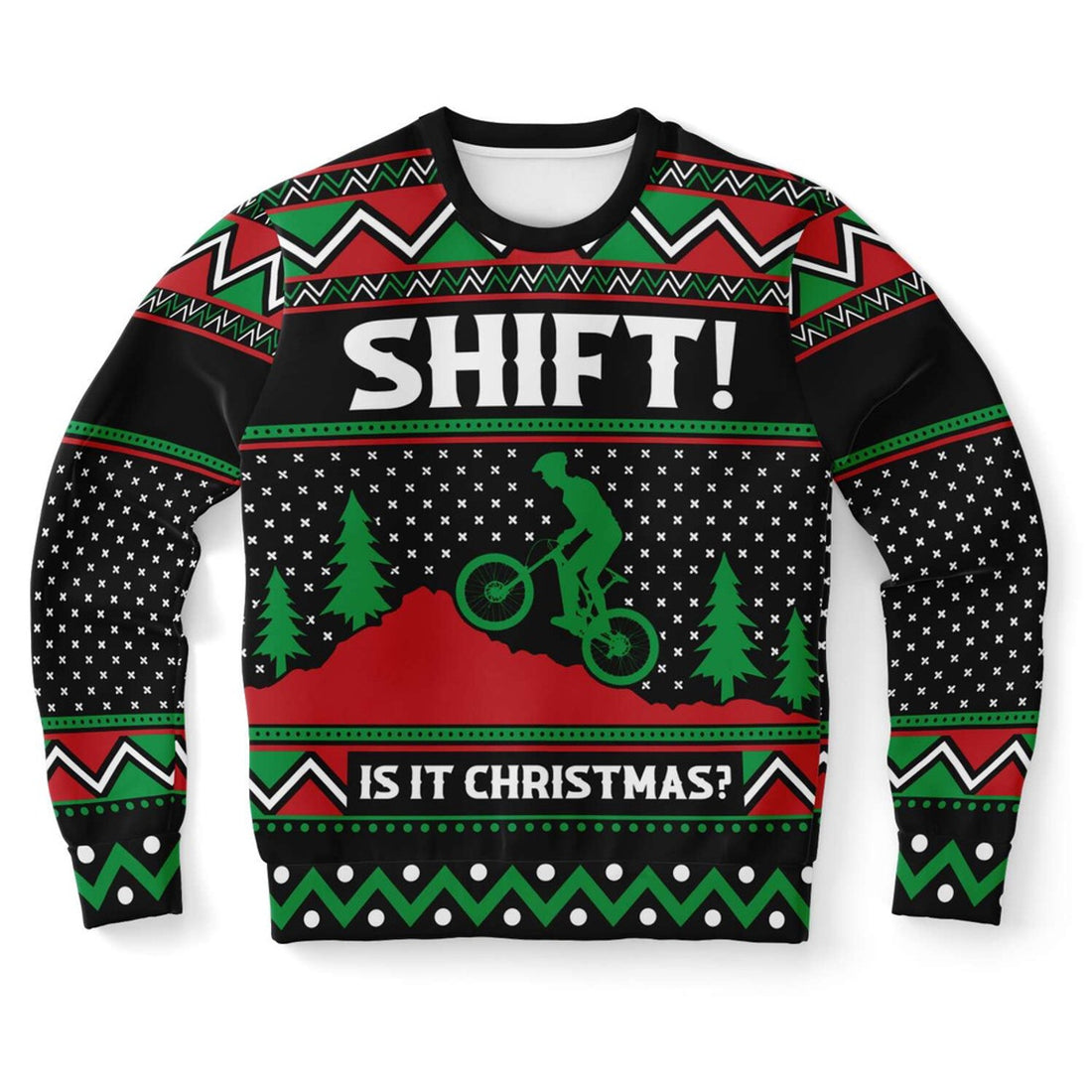 FUNSTUFFPRINT Motrocross Shift Is It Christmas Ugly Christmas Sweater, Christmas Sweater, Ugly Sweater, Funny Xmas Sweaters Ugly Sweater