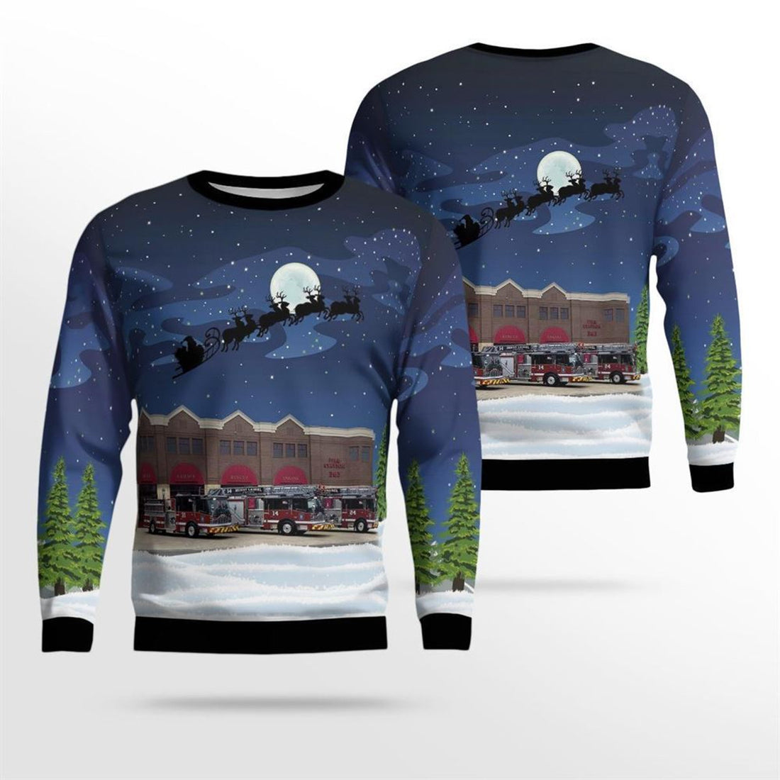 FUNSTUFFPRINT Mount Laurel, NJ, Mount Laurel Fire Department AOP Ugly Sweater - Gifts For Firefighters In Mount Laurel, NJ Ugly Sweater