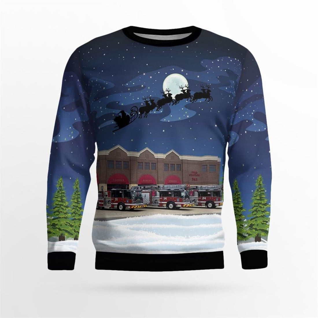 FUNSTUFFPRINT Mount Laurel, NJ, Mount Laurel Fire Department AOP Ugly Sweater - Gifts For Firefighters In Mount Laurel, NJ Ugly Sweater