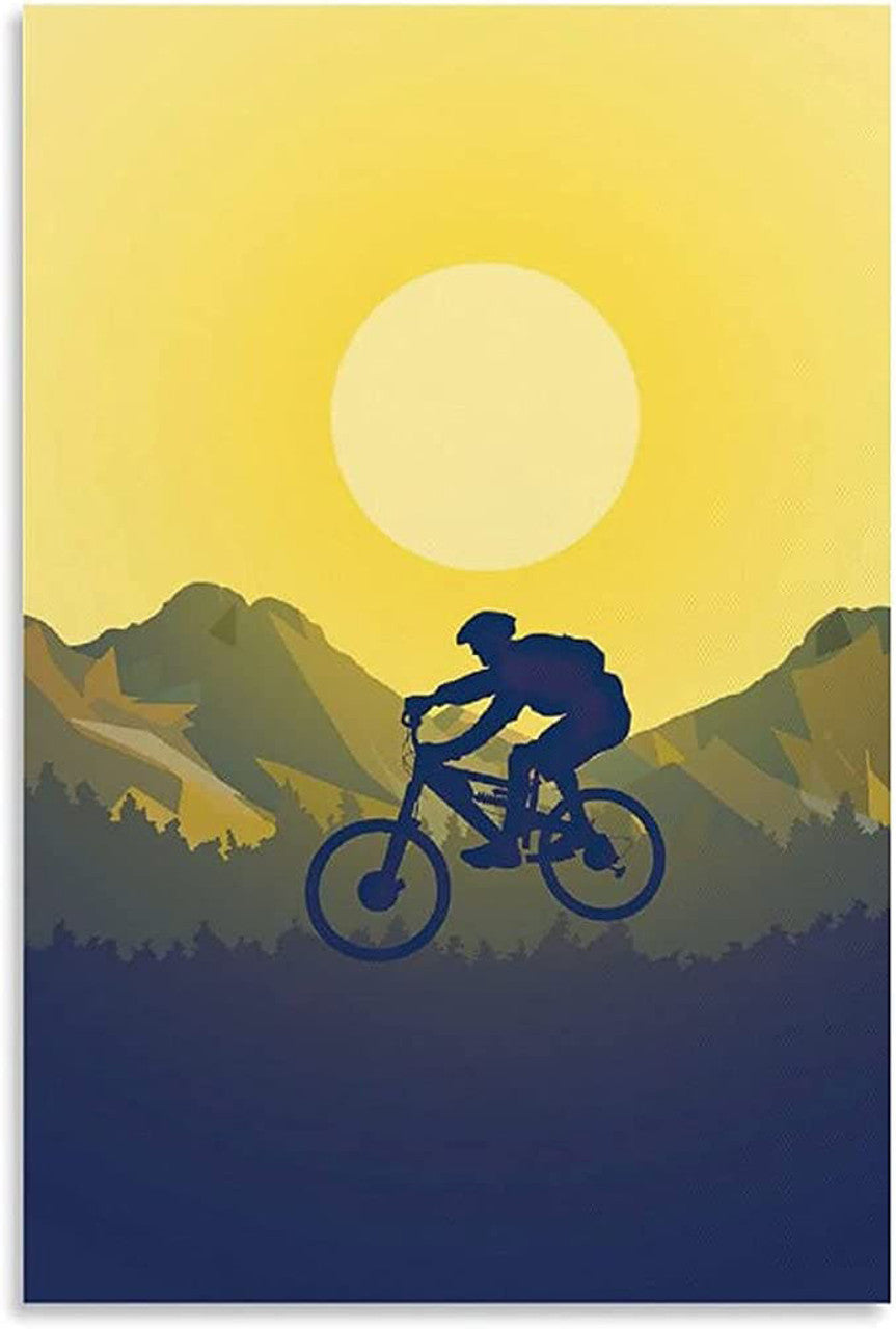 Mountain Biking, Biking Poster, Mountain Cycling Man Poster and Canvas