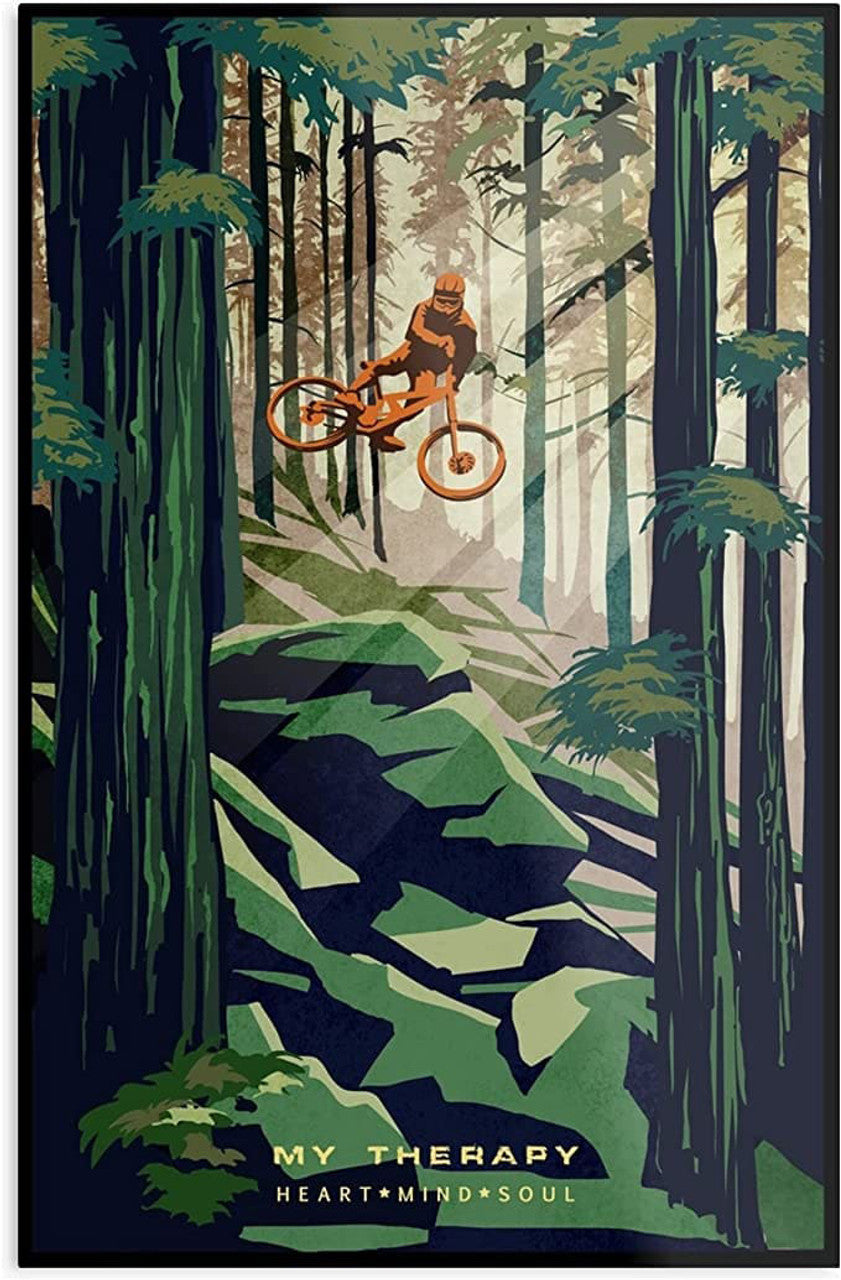 Mountain Biking, My Therapy Heart Mind Soul Poster and Canvas
