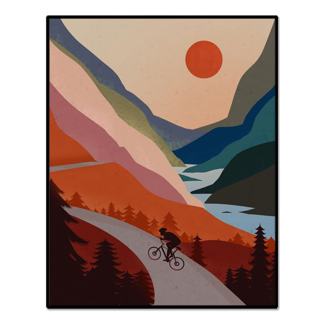 Mountain Cycling Man, Mountain Biking, Biking Poster Poster and Canvas