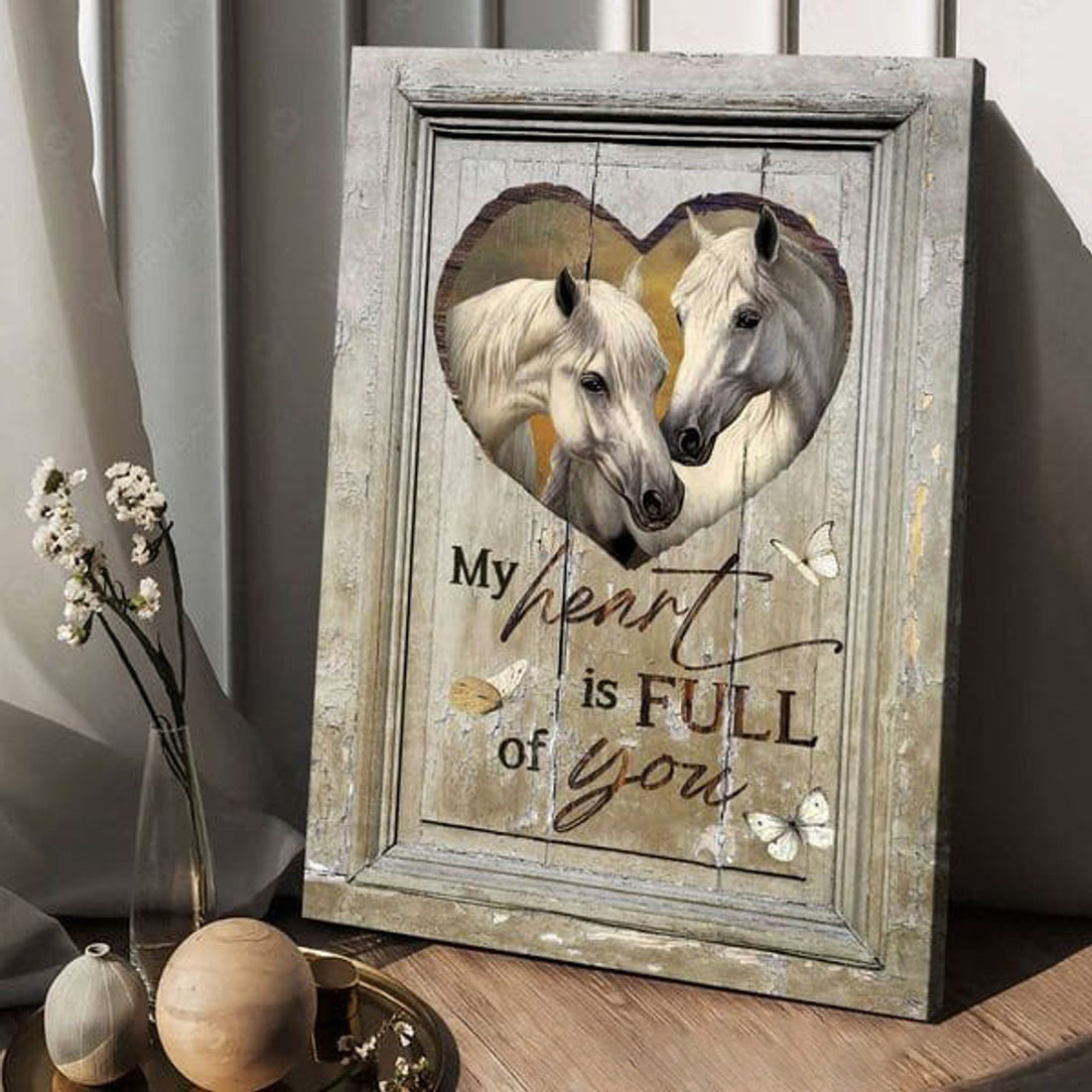 My Heart Is Full Of You, White Horse, Horse Poster, Gift For Lover Poster and Canvas