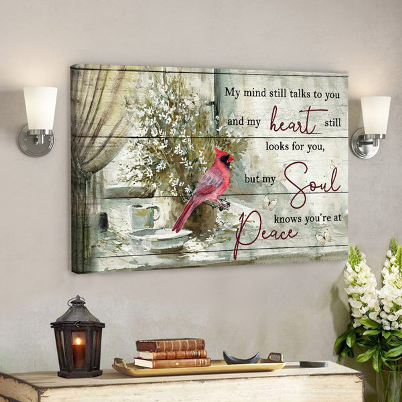 My Mind Still Talks To You - Cardinal Bird - Christian Canvas Prints - Faith Canvas - Bible Verse Canvas 