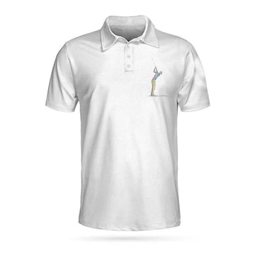 Things My Dad Love Golfing And Bourbon Whiskey Golf Polo Shirt, White Drinking Golfer Polo Shirt For Men
