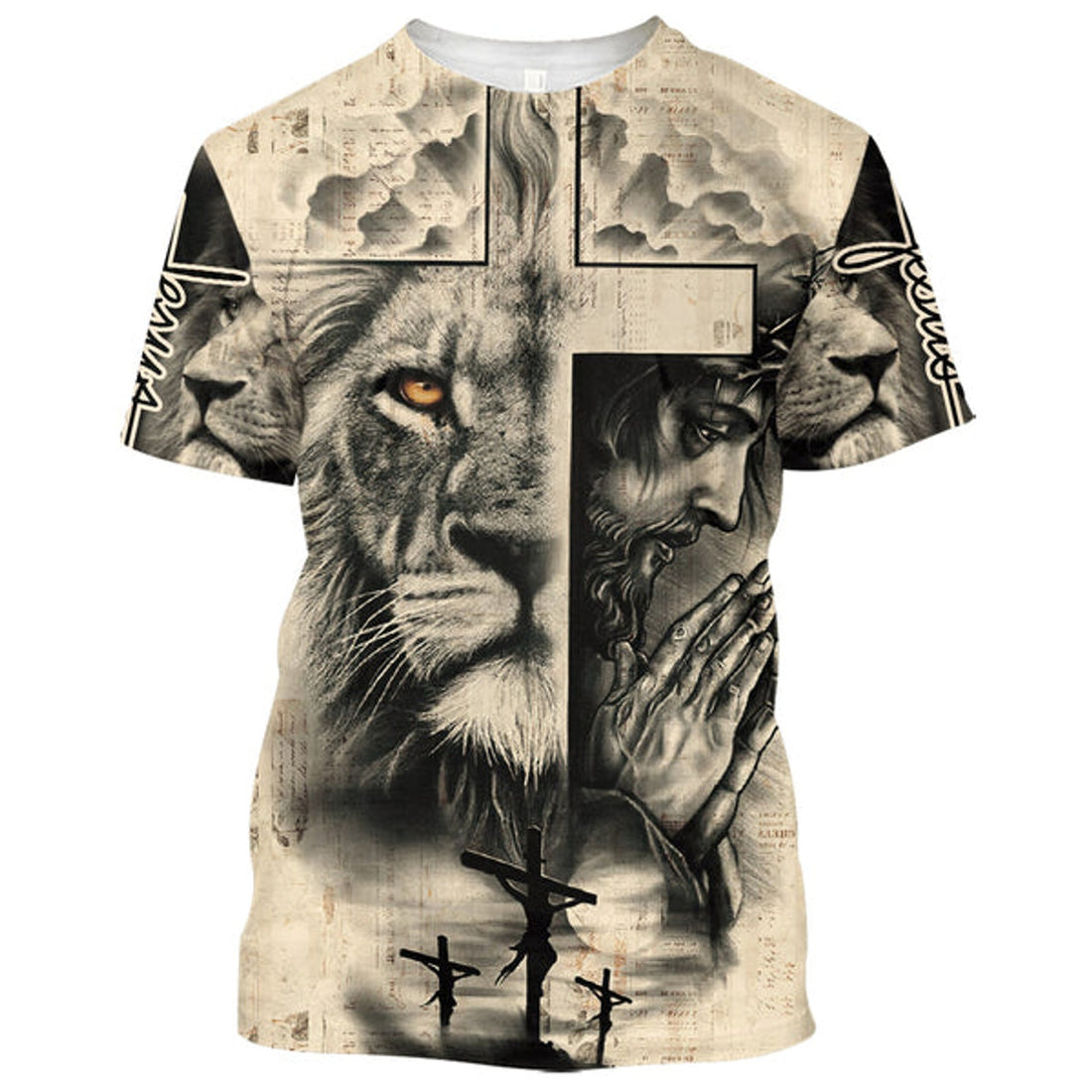 FUNSTUFFPRINT My God My King My Lord My Savior My Healer Jesus Christian 3D T-shirt