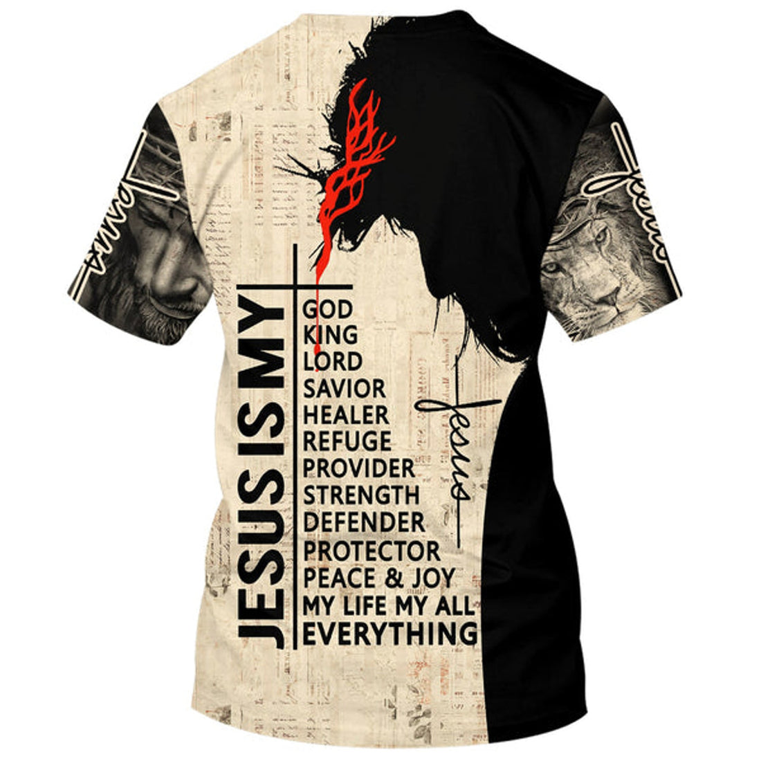 FUNSTUFFPRINT My God My King My Lord My Savior My Healer Jesus Christian 3D T-shirt