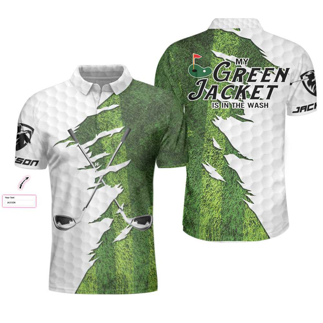 Custom My Green Jacket Is In The Wash Golf Custom Polo Shirt, Personalized American Flag Golf Shirt For Men