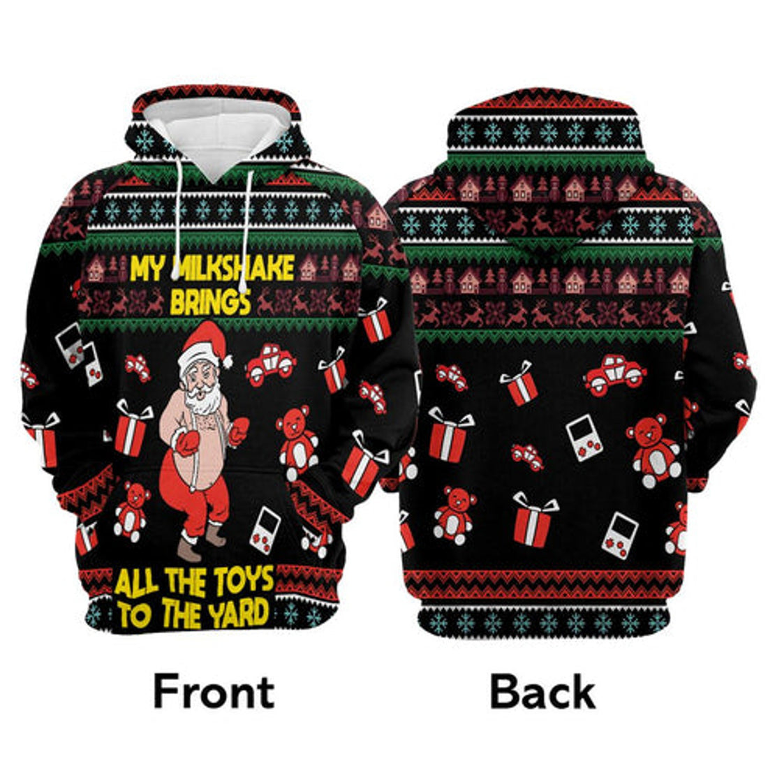 FUNSTUFFPRINT 3D My Milkshake Bring Christmas All Over 3D Hoodie and Zip Hoodie
