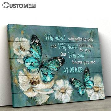 My Mind Still Talks To You Blue Butterfly Jasmine Canvas Wall Art - Bible Verse Canvas - Religious Prints
