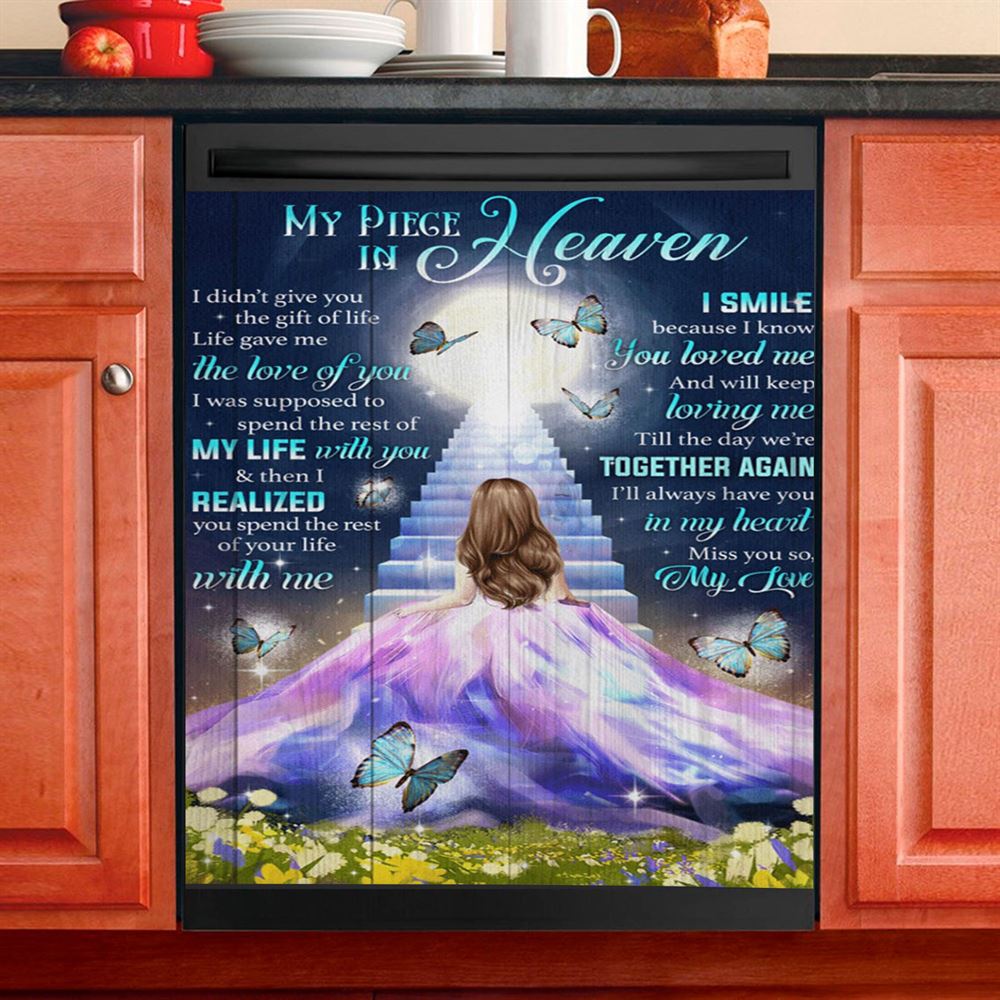 My Piece In Heaven Beautiful Girl Dishwasher Cover, Christian Dishwasher Wrap, Bible Verse Kitchen Decoration