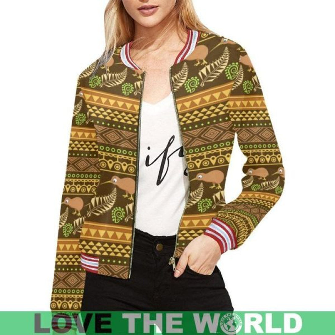 FUNSTUFFPRINTI NEW ZEALAND PATTERN BOMBER JACKETS Bomber Jacket