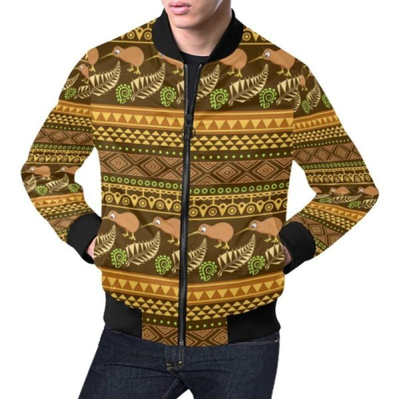 FUNSTUFFPRINTI NEW ZEALAND PATTERN BOMBER JACKETS Bomber Jacket