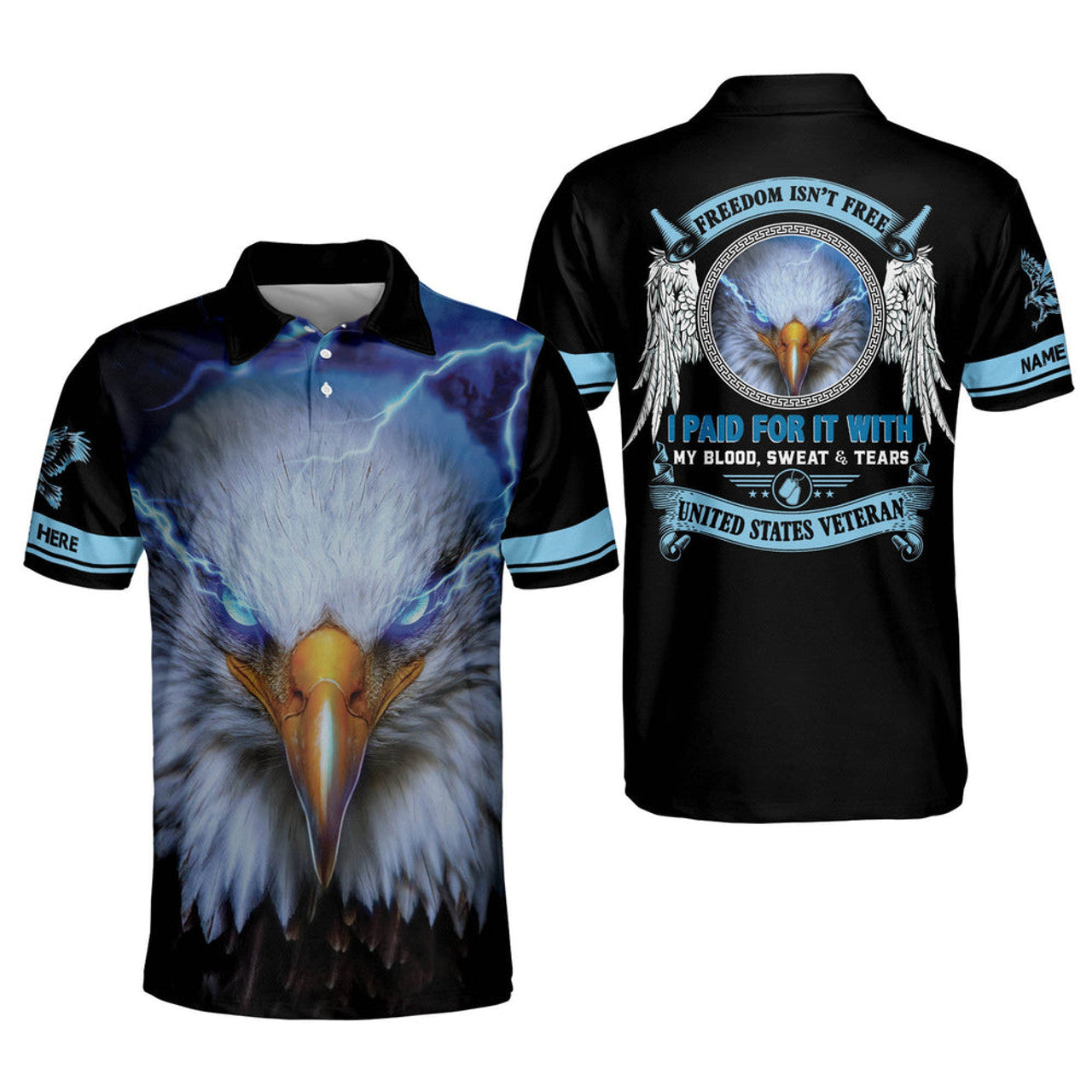 Custom Freedom Isn't Free American Eagle Veteran Custom Polo Shirt