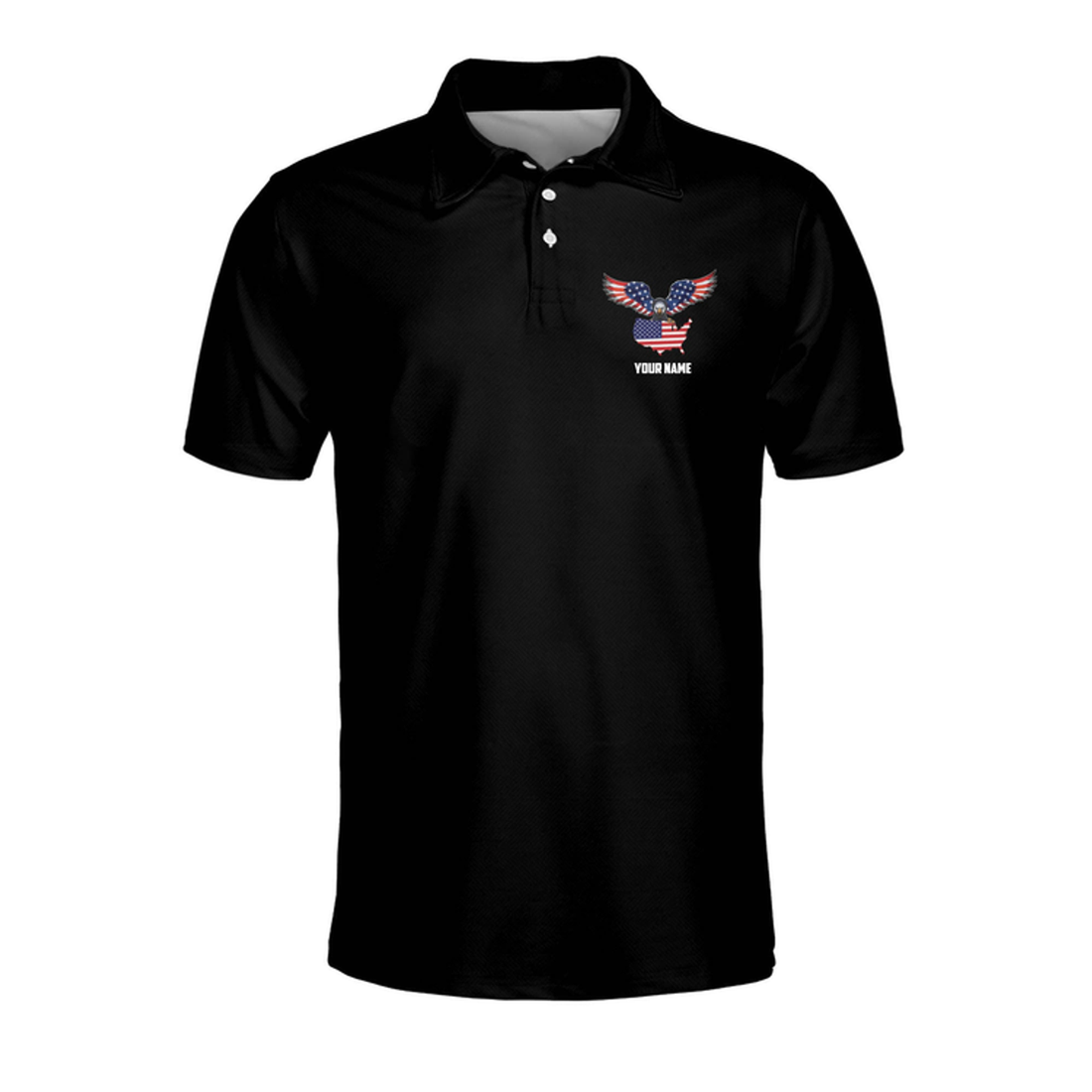 Personalized Name Home Of The Brave Patriotic American With Flag Polo Shirt