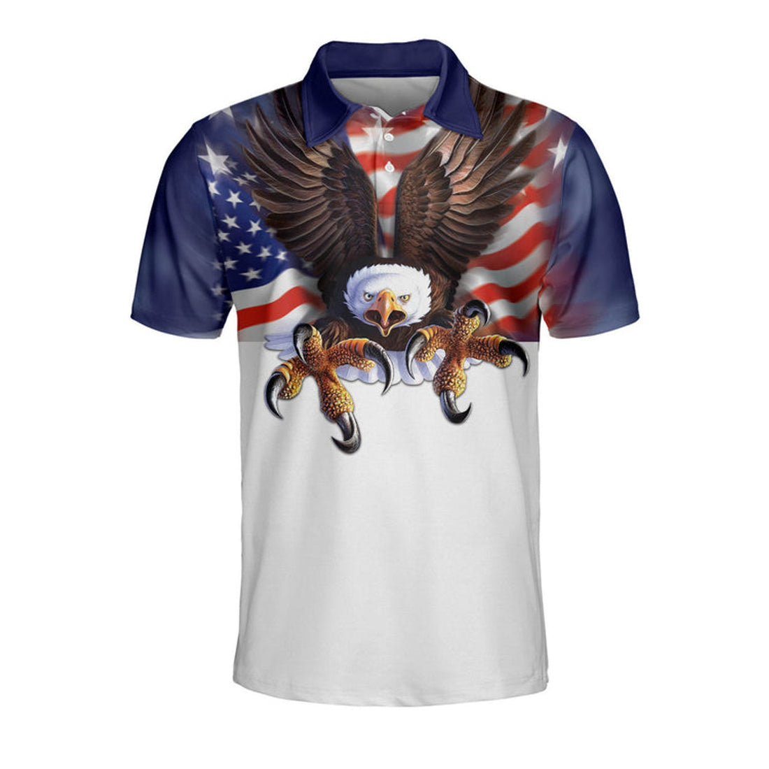 Proud To Be An American US Flag With Eagle Patriotic Polo Shirt