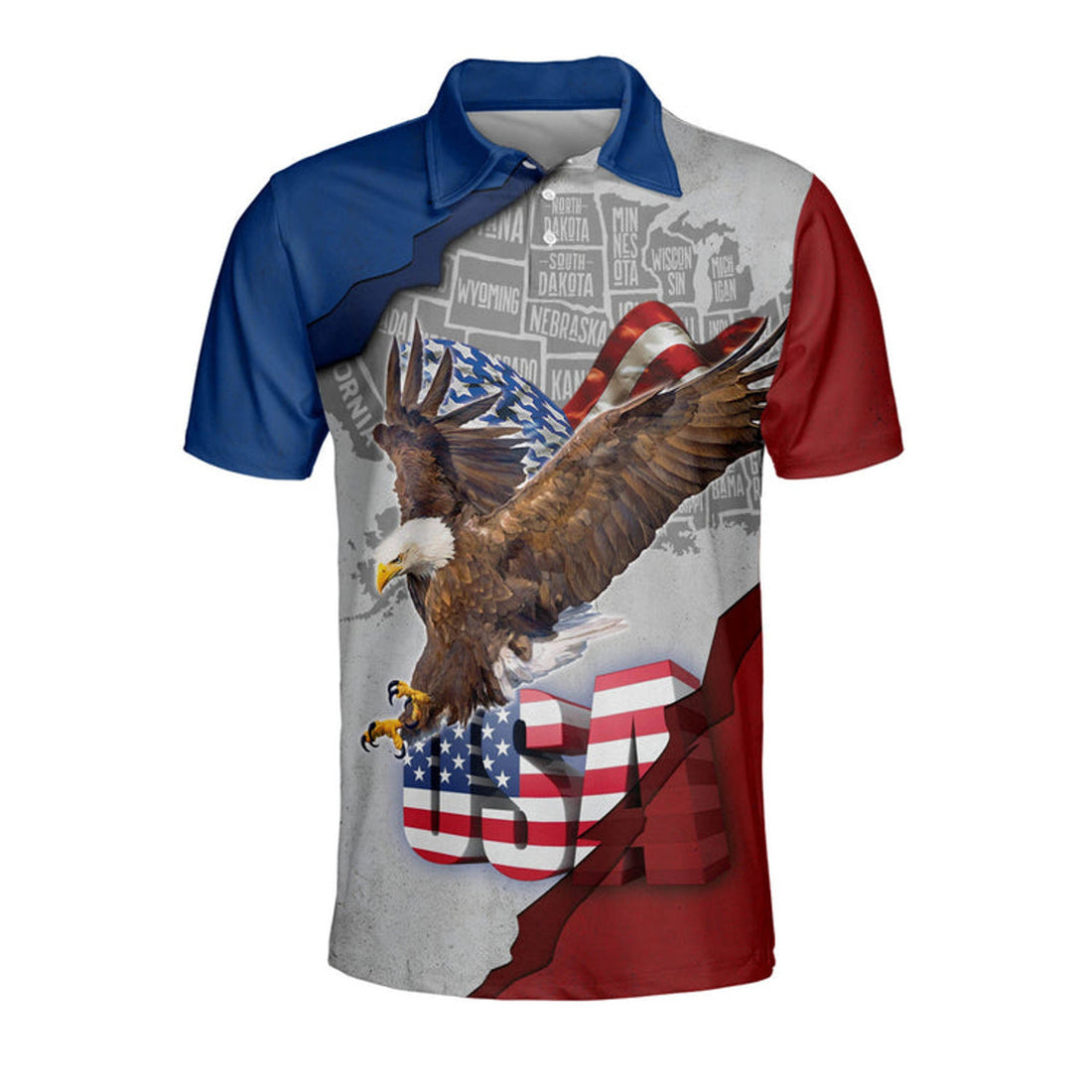 US Flag Eagles Patriotism American Sky Polo Shirt, Idea Shirt for Independence Day