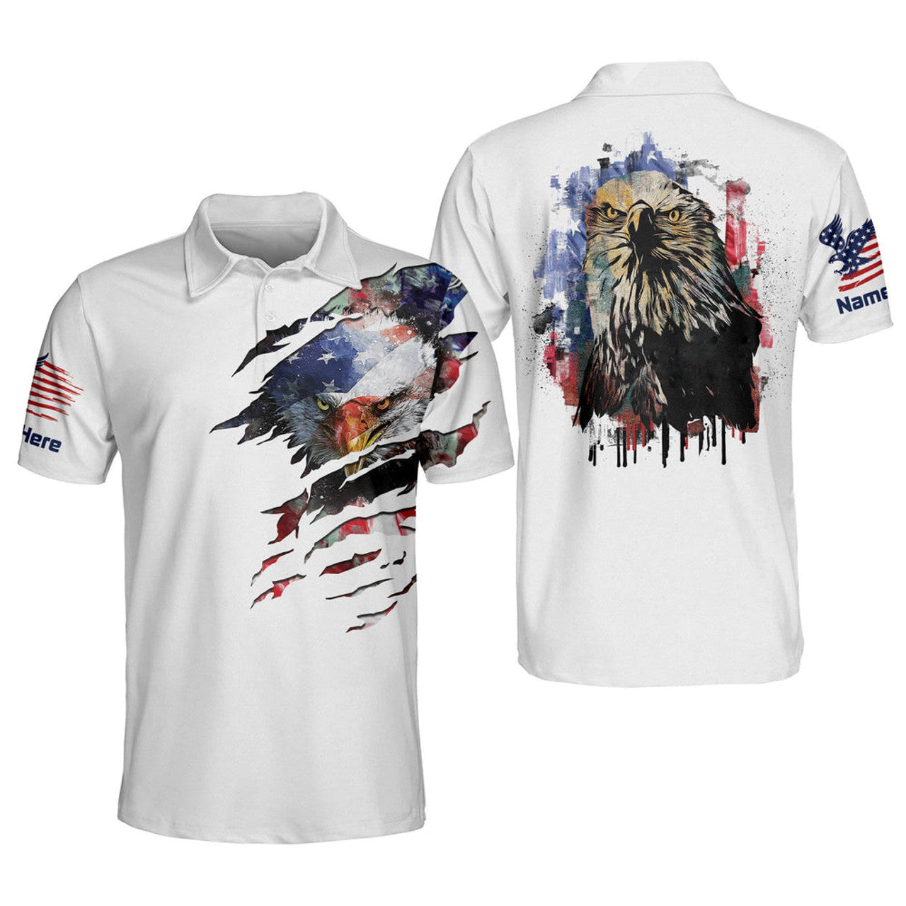 Custom 3D All Over Print Eagle American Polo Shirt For Men Independence Outfit