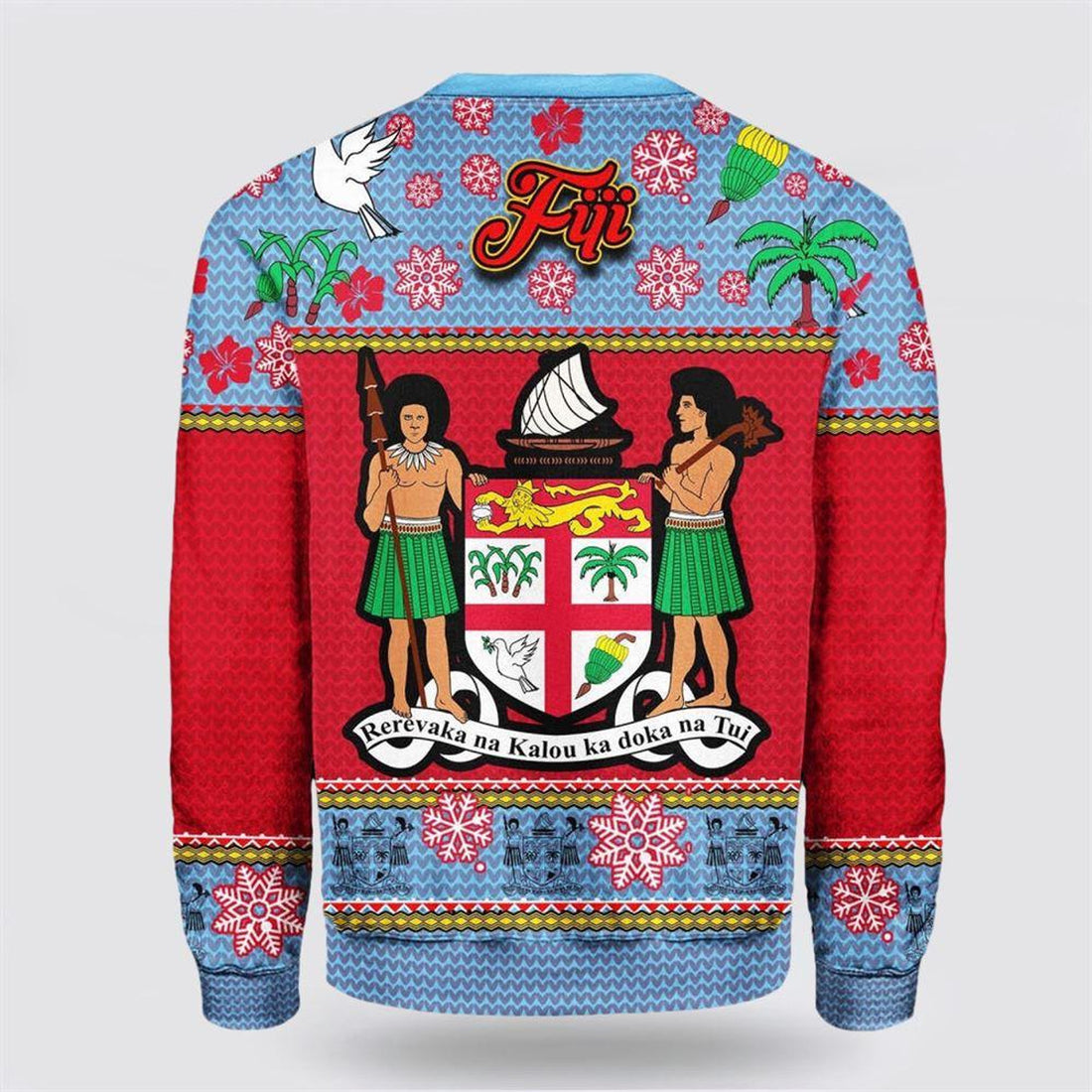 FUNSTUFFPRINT Namishirt Fiji Christmas Sweater Santa Claus Polynesian Tattoo – Christmas Gifts For Frends Ugly  Sweater