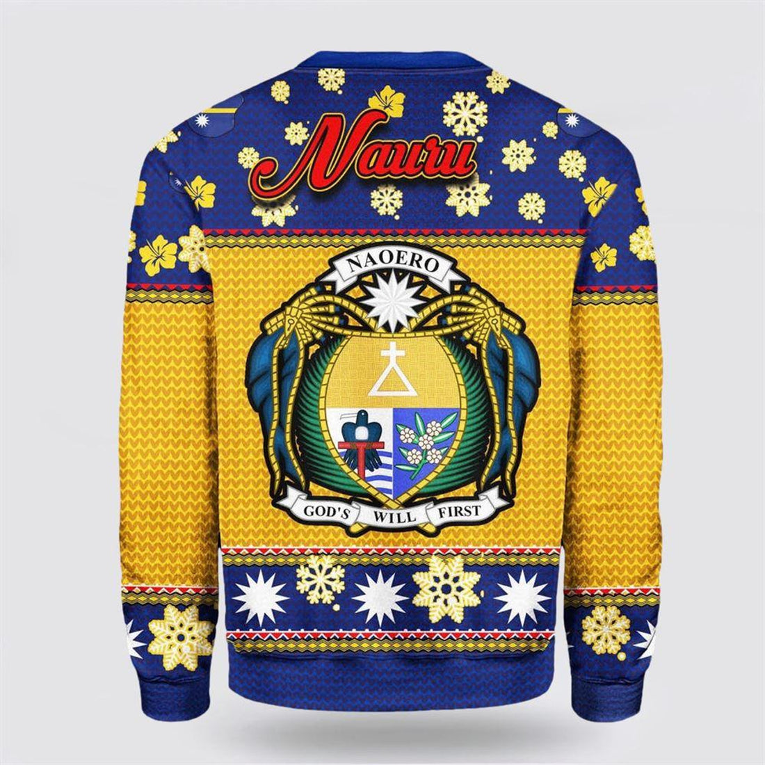 FUNSTUFFPRINT Namishirt Nauru Christmas Sweater Santa Claus Polynesian Tattoo – Christmas Gifts For Frends Ugly  Sweater