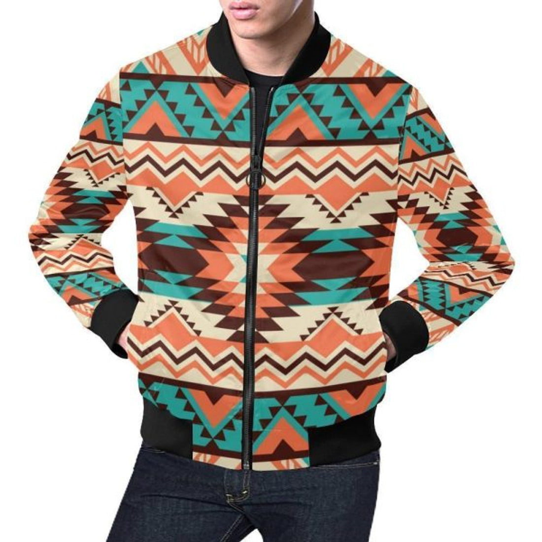 FUNSTUFFPRINTI Native American Navajo Indians Aztec Tribal Print Men's 3D Bomber Jacket