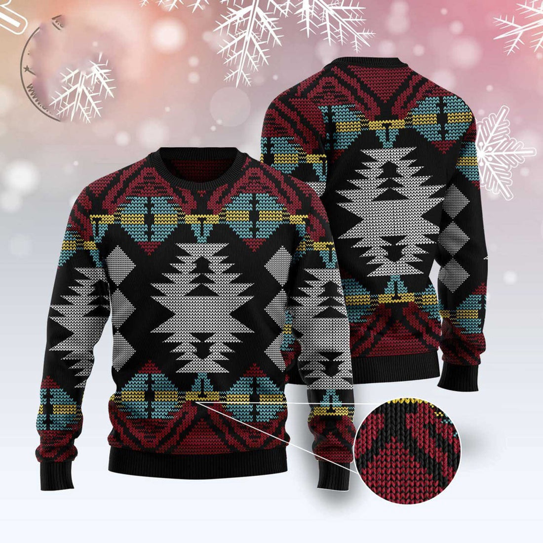 FUNSTUFFPRINT Native American Aboriginal Pattern Ugly Christmas Sweater, Christmas Sweater, Ugly Sweater, Funny Xmas Sweaters Ugly Sweater