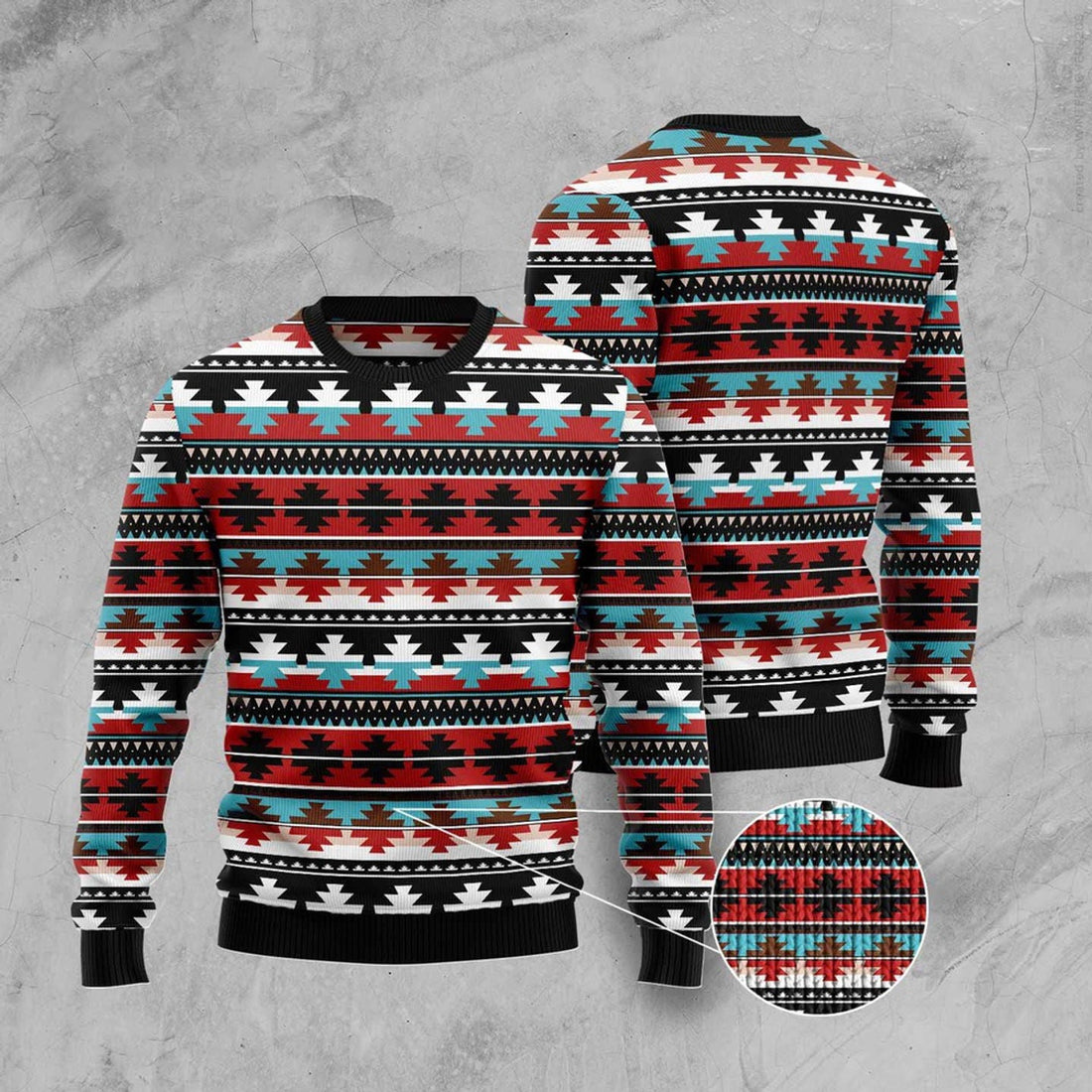 FUNSTUFFPRINT Native American Pattern Ugly Christmas Sweater, Christmas Sweater, Ugly Sweater, Funny Xmas Sweaters Ugly Sweater