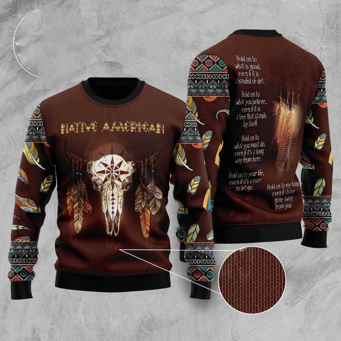 FUNSTUFFPRINT Native Skull Ugly Christmas Sweater, Christmas Sweater, Ugly Sweater, Funny Xmas Sweaters Ugly Sweater