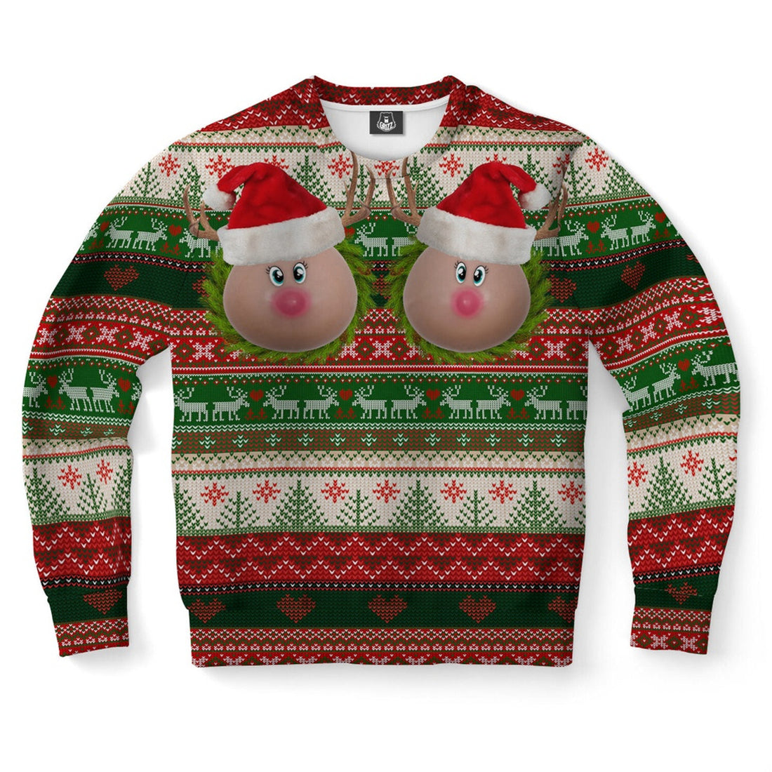 FUNSTUFFPRINT Naughty Reindeer Ugly Christmas Sweater, Christmas Sweater, Ugly Sweater, Funny Xmas Sweaters Ugly Sweater