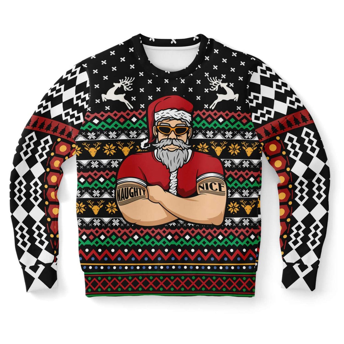FUNSTUFFPRINT Naughty Santa Bouncer Ugly Christmas Sweater, Christmas Sweater, Ugly Sweater, Funny Xmas Sweaters Ugly Sweater