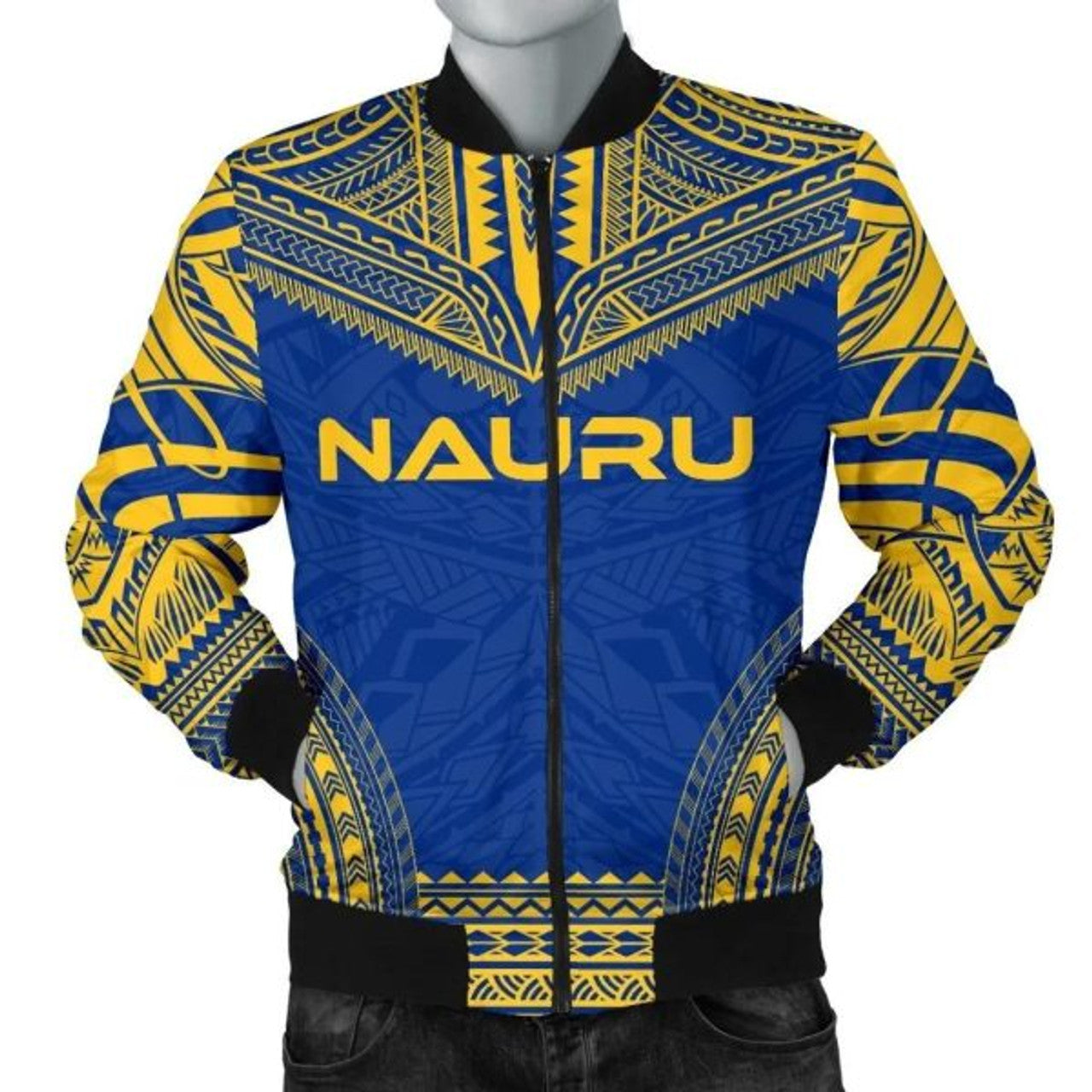 FUNSTUFFPRINTI Nauru Flag Polynesian Chief Men's Bomber Jacket - Bomber Jacket
