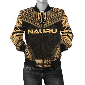 FUNSTUFFPRINTI Nauru Polynesian Chief Women'S Bomber Jacket - Gold Version - Bomber Jacket