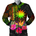FUNSTUFFPRINTI Nauru Polynesian Personalised Men's Bomber Jacket - Hibiscus and Banana Leaves - Bomber Jacket