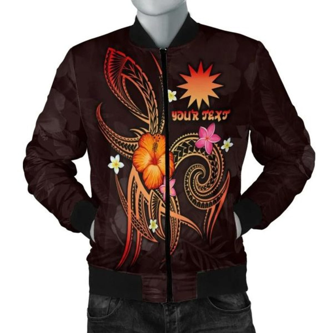 FUNSTUFFPRINTI Nauru Polynesian Personalised Women's Bomber Jacket - Legend of Nauru (Red) - Bomber Jacket