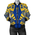 FUNSTUFFPRINTI Nauru Women Bomber Jacket - Polynesian Tattoo Flag - 10 Bomber Jacket