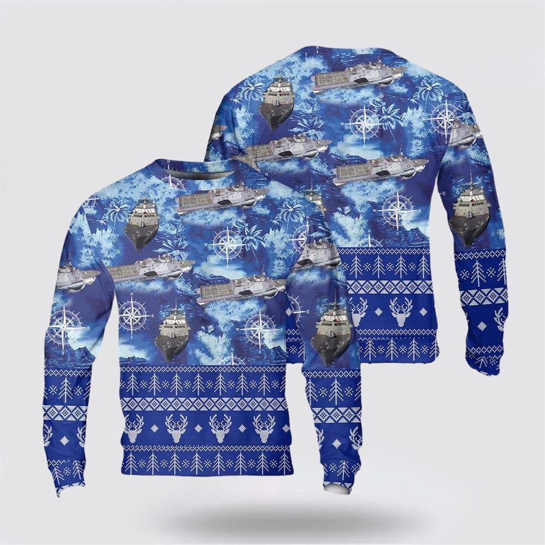 FUNSTUFFPRINT Navy USS Freedom (LCS-1) Christmas Sweater 3D – Unique Christmas Sweater Gift For Military Personnel Ugly  Sweater